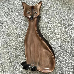 VTG 1960’s MCM 18” Made in CA Glazed Siamese Cat Wall Hanging/Tray